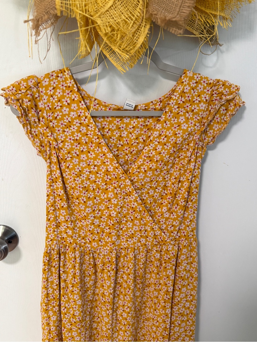 Old Navy Yellow Floral Maxi Dress with Ruffle Hem Size Small